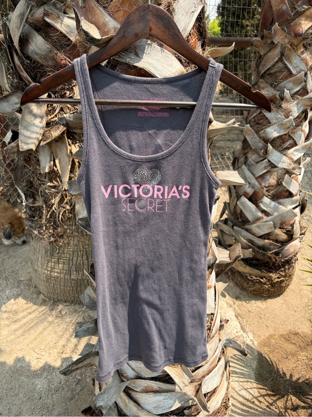 Victoria's Secret Charcoal Tank with Pink Logo